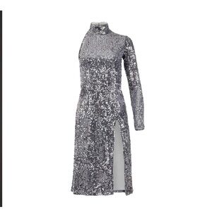Ellae Lisque NWT Classyana Gray Sequin Dress center of attention dress S